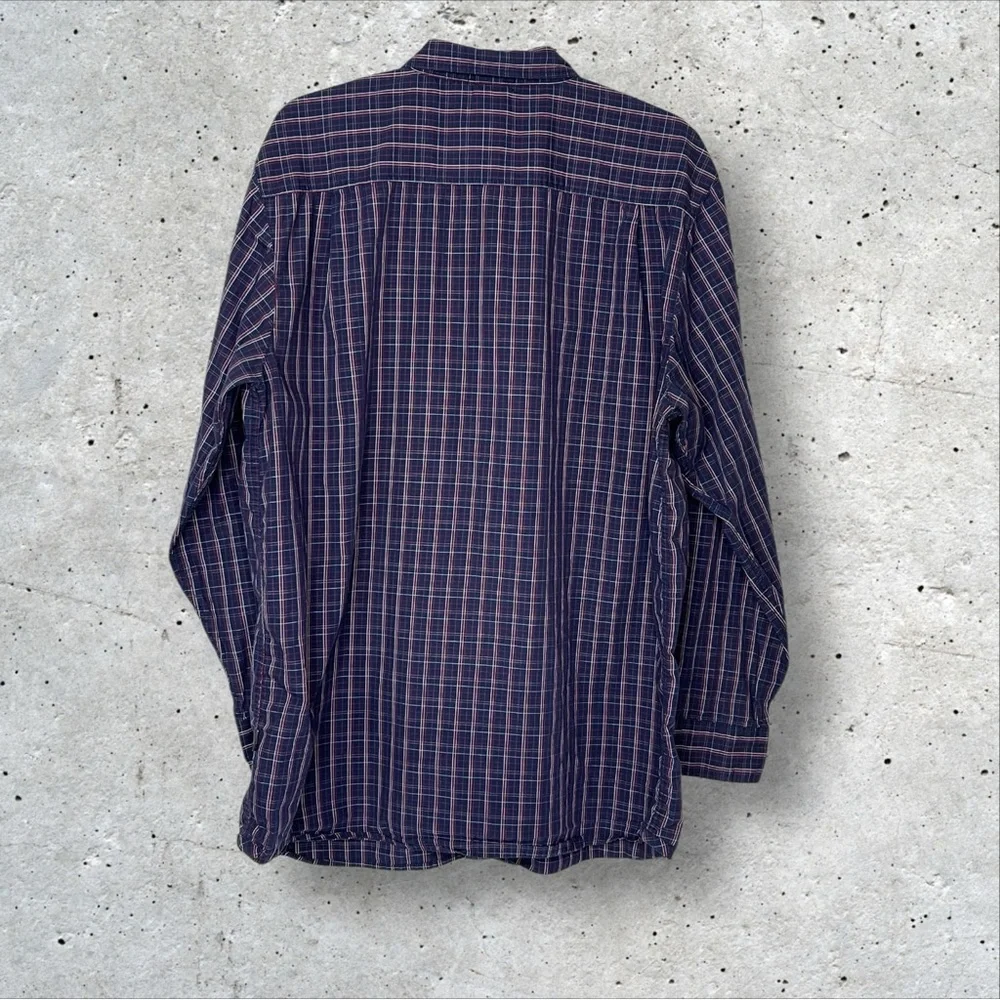 The North Face Men XL Button Up Blue Red White Plaid Long Sleeve Collared Shirt‎